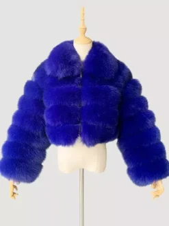 Plush Faux Fur Coat Turndown Collar Winter Short Jacket For Women 2026