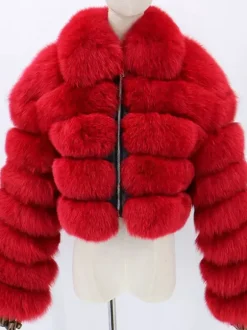 Plush Faux Fur Coat Turndown Collar Winter Short Jacket For Women 2026