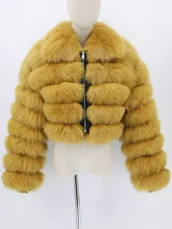 Plush Faux Fur Coat Turndown Collar Winter Short Jacket For Women 2026