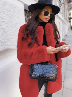 Plush Faux Fur Jackat Winter Eco-friendly Midi Coat For Women 2026
