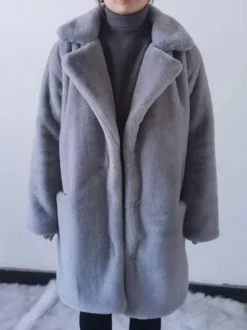 Plush Faux Fur Jackat Winter Eco-friendly Midi Coat For Women 2026
