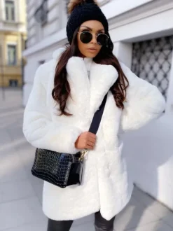 Plush Faux Fur Jackat Winter Eco-friendly Midi Coat For Women 2026