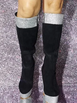 Plus Size Micro Suede Upper Wedge Heel Knee-High Boots
