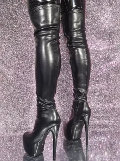 Plus Size Stiletto Heel PU Leather Thigh High Boots