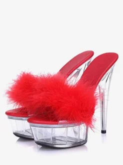 Pole Dance Shoes Sexy Sandals For Woman Black Open Toe Stiletto Heel Mules Stripper Shoes
