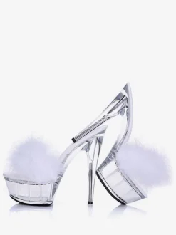 Pole Dance Shoes Sexy Sandals For Woman Black Open Toe Stiletto Heel Mules Stripper Shoes