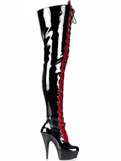 Pole Dance Shoes Women's Exotic Heels Lace Up Platform Thigh High Heel Boots