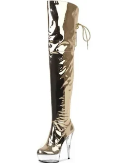 Pole Dance Shoes Women's Metallic Platform Sexy Thigh High Heel Boots