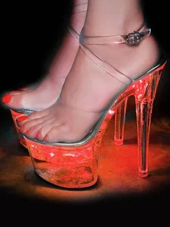 Pole Dance Shoes Women's Sexy Clear Exotic Heels Platform Sky High Heel Sandals with LED Lights