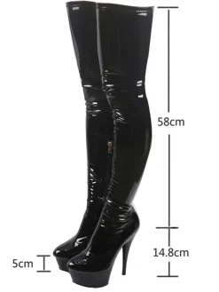 Pole Dance Shoes Black Sexy Boots Women Platform Almond High Heel Over The Knee Boots Thigh High Boots Stripper Shoes