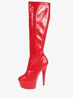 Pole Dance Shoes Blue Sexy Boots High Heel Boots Round Toe Platform Mid Calf Boots Stripper Shoes