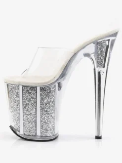 Pole Dance Shoes Sexy Sandals For Woman Rose Leather Peep Toe Platform Transparent Sexy Slippers Stripper Shoes