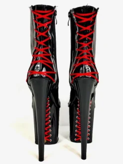 Pole Dance Shoes Women Ankle Boots Sequined Cloth Black Zipper Open Toe High Platform High Heel Boots