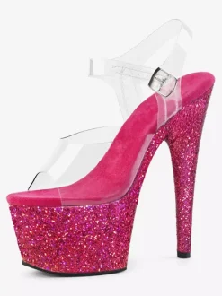 Pole Dance Shoes Women Sexy Sandals Light Gold Leather Peep Toe 2.8 Platform Sandals Stripper Shoes