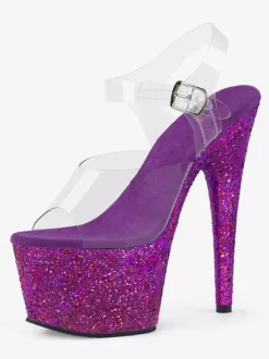Pole Dance Shoes Women Sexy Sandals Light Gold Leather Peep Toe 2.8 Platform Sandals Stripper Shoes