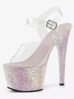 Pole Dance Shoes Women Sexy Sandals Light Gold Leather Peep Toe 2.8 Platform Sandals Stripper Shoes