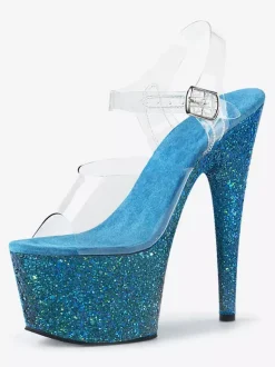 Pole Dance Shoes Women Sexy Sandals Light Gold Leather Peep Toe 2.8 Platform Sandals Stripper Shoes