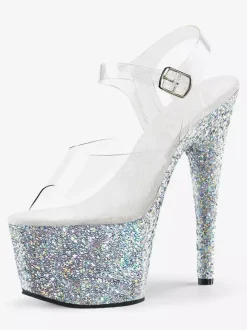 Pole Dance Shoes Women Sexy Sandals Light Gold Leather Peep Toe 2.8 Platform Sandals Stripper Shoes
