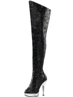 Pole Dance Shoes Women's Glitter Stripper Shoes Platform Stiletto Heel Over the Knee Boots