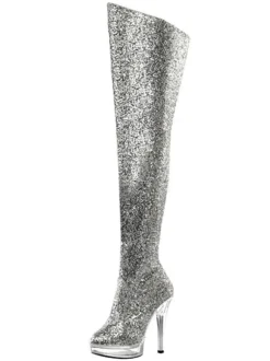 Pole Dance Shoes Women's Glitter Stripper Shoes Platform Stiletto Heel Over the Knee Boots