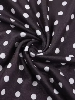 Polka Dot Women's Mini Dress - Chocolate Brown Vintage V Neck Long Sleeve Bodycon - Spring Vacation Party 2026