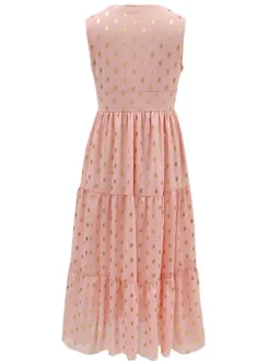 Polka Dot Boho Maxi Dress for Women - Lace Trim Tiered V Neck Sundress - Summer Beach Holiday 2026