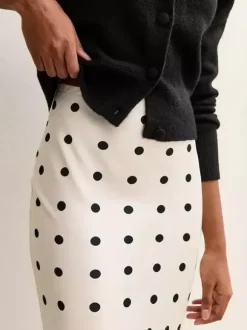 Polka Dot Lace Trim High Waist Midi Mermaid Skirt For Women 2026