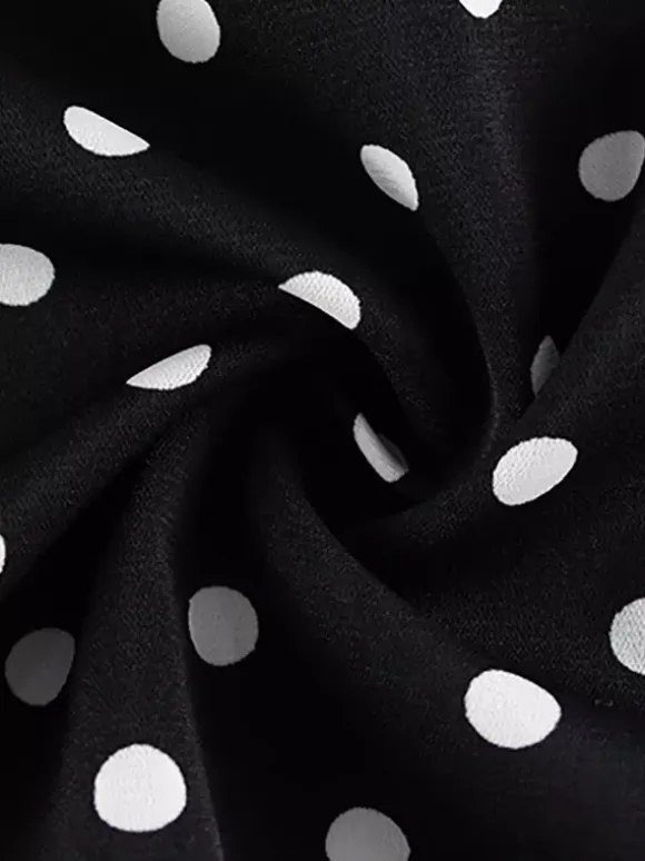 Polka Dot Maxi Dress For Women - Black Vintage Peter Pan Collar Bodycon Pencil Dress - Summer Date Night 2026