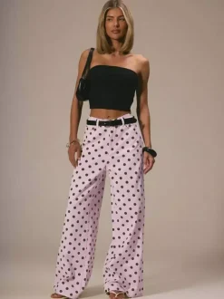 Polka Dot Wide Leg Jeans For Women - Retro Inelastic Straight Trousers - Spring Chic Streetwear 2026