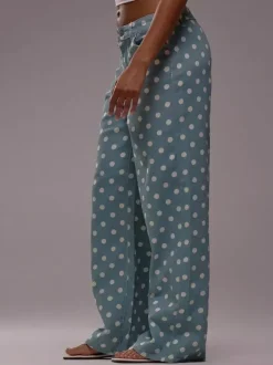 Polka Dot Wide Leg Jeans For Women - Retro Inelastic Straight Trousers - Spring Chic Streetwear 2026