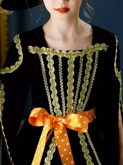 Polyester Fiber Tea Party Long Sleeves Polyester Dress Gothic Black Kids' Lolita Dresses