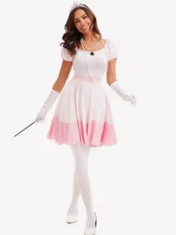 Princess Costumes Pink Color Block Elegant Headwear Gloves Sets
