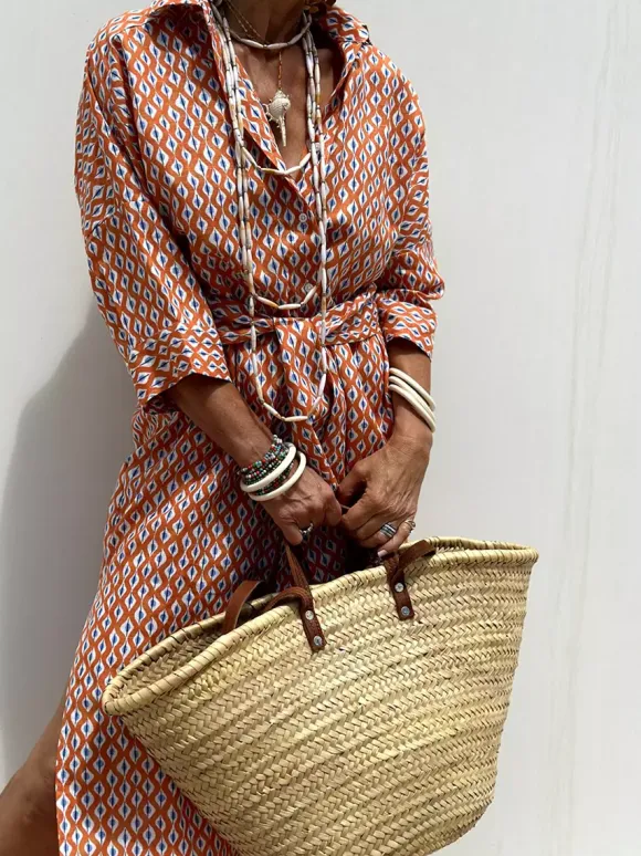 Printed Shirt Dress For Women - Casual Collared Button Down Tie Waist Midi Kaftan - Summer Beach Resort 2026