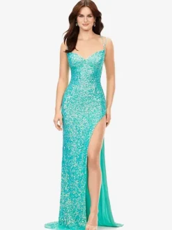 Prom Dress 2026 Mermaid Sweetheart Neck Sequined Sleeveless Split Front Pageant Dresses Free Customization