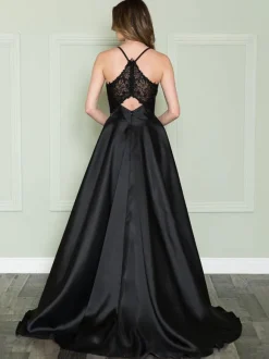 Prom Dress 2026 Satin V-Neck A-Line Sleeveless Lace Wedding Guest Dresses