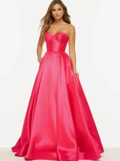 Prom Dress A-Line Sweetheart Neck Satin Fabric Sleeveless Pleated Party Dresses
