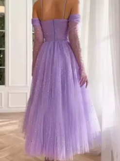 Prom Dress Ball Gown Sweetheart Neck Cold Shoulder Tulle Sequins Party Dresses