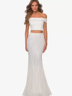 Prom Dress Sequined Bateau Neck Mermaid Sleeveless Pageant Dresses