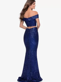 Prom Dress Sequined Bateau Neck Mermaid Sleeveless Pageant Dresses