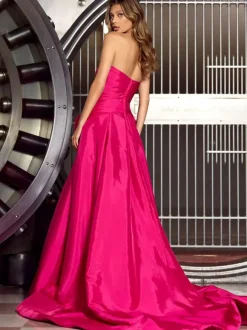 Prom Dress Taffeta Strapless Ball Gown Sleeveless Bows Party Dresses