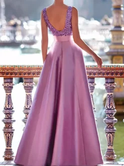 Prom Dress V-Neck A-Line Sleeveless Party Dresses