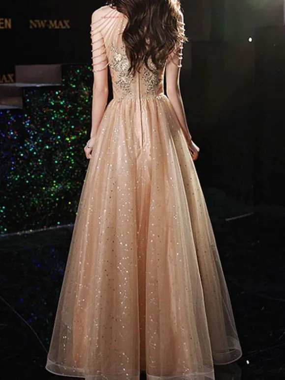 Prom Dress A-Line Halter Lace Sleeveless Fringe Wedding Guest Dresses