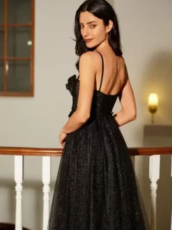 Prom Dress A-Line Sweetheart Neck Lace Sleeveless Split Front Party Dresses
