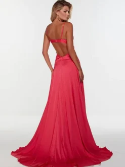 Prom Dress 2026 A-Line V-Neck Elastic Silk Like Satin Sleeveless Split Front Pageant Dresses Free Customization
