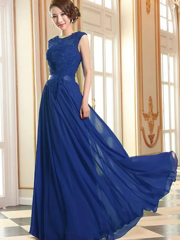 Prom Dresses Soft Pink Lace Applique Evening Dresses Chiffon Sleeveless Sash Floor Length Formal Gowns Wedding Guest Dresses