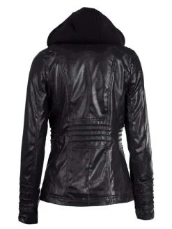 PU Leather Jacket Hooded Spring Outerwear For Women 2026