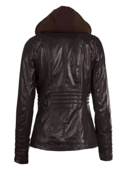 PU Leather Jacket Hooded Spring Outerwear For Women 2026
