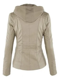 PU Leather Jacket Hooded Spring Outerwear For Women 2026