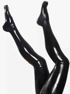 Pure Black Latex Women‘s Stockings