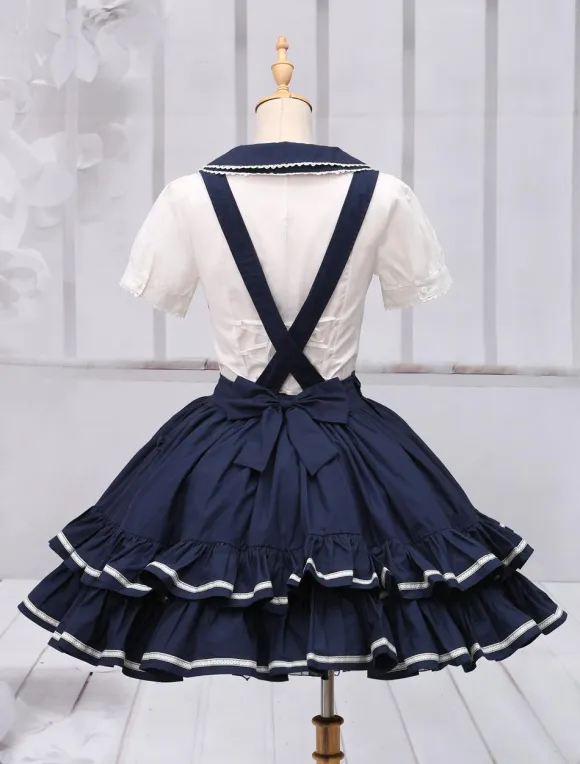 Pure Cotton Straps Neck Lolita Skirt